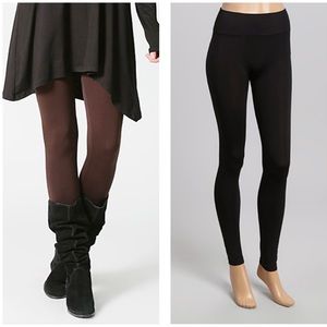 2 SEAMLESS LEGGINGS / TIGHTS BLACK & BROWN PLUS OS